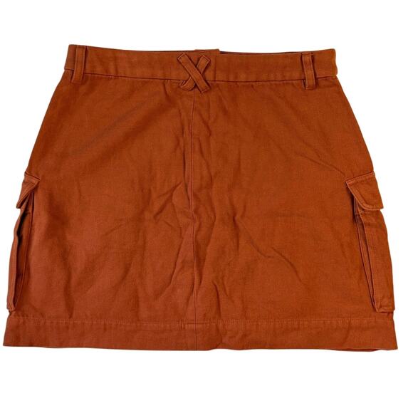 Madewell Curvy Drapey Moleskin Cargo Mini Skirt Rust Orange Women’s 8 - Picture 2 of 10